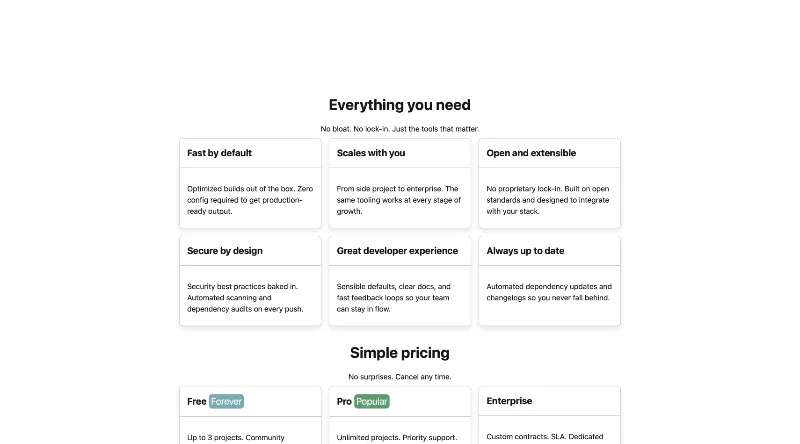 Landing Page screenshot